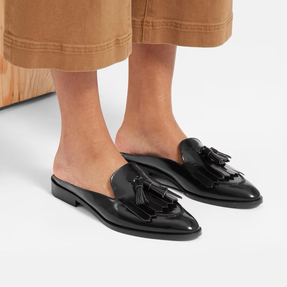 EVERLANE The Modern Tassel Loafer Mule in Black Italian Leather Slip On 8.5 NEW - Picture 4 of 15